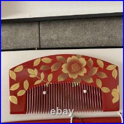KAZURAKSEI Kanzashi Pure gold lacquer Makie Comb Hairpin Set With box