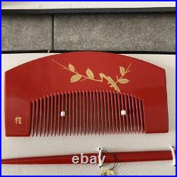 KAZURAKSEI Kanzashi Pure gold lacquer Makie Comb Hairpin Set With box