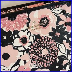 Kate Spade Large Zip Shoulder Tote Bag Pink Black Dahlia Floral Staci Wallet Set