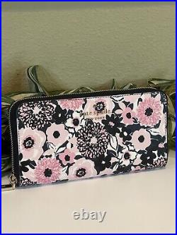 Kate Spade Large Zip Shoulder Tote Bag Pink Black Dahlia Floral Staci Wallet Set