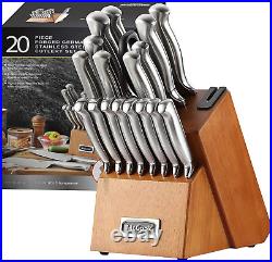 Knife Sets15 Pieces German Stainless Steel Knife Block Sets Built-In Sharpener