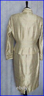 L Condici Set Size 14 Vintage Dress and Jacket Suit Pure Silk Dupion Gold