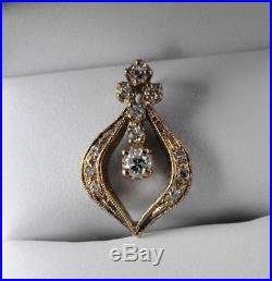 L14 Edwardian/Victorian Lavaliere Diamonds Set In 14 Kt Pure Gold