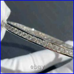 Lab Created Diamond Channel Setting Women's Bangle In 14K White Gold Plated