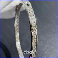 Lab Created Diamond Channel Setting Women's Bangle In 14K White Gold Plated