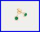 Lab-Created Shiny Green Bezel-Set Emerald Stud Earrings In Pure 10K Yellow Gold