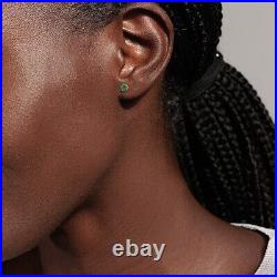 Lab-Created Shiny Green Bezel-Set Emerald Stud Earrings In Pure 10K Yellow Gold