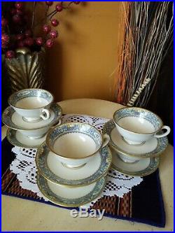 Lenox Autumn(1)Set of 6 Footed Cups and Saucers1st QualityPERFECT GOLD STAMP