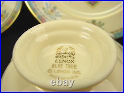 Lenox Blue Tree Gold Stamp China 12 Five Piece Settings, Bowls & Platter PERFECT