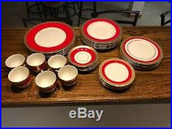 Lenox China Embassy 36 Piece Set Red Gold Band Perfect