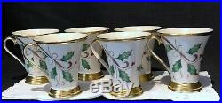 Lenox Holiday Nouveau Mugs Floral Pattern Gold Trim Set Of 6 Mugs Perfect