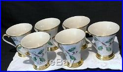 Lenox Holiday Nouveau Mugs Floral Pattern Gold Trim Set Of 6 Mugs Perfect