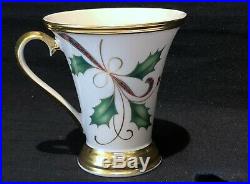 Lenox Holiday Nouveau Mugs Floral Pattern Gold Trim Set Of 6 Mugs Perfect