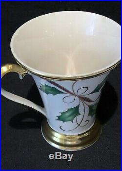 Lenox Holiday Nouveau Mugs Floral Pattern Gold Trim Set Of 6 Mugs Perfect