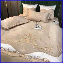 Luxury Four Sets of Pure Cotton Bed Sheets, Embroidered Bedding 3pcs Home