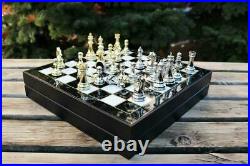 Luxury Marble Chess Set 12 Inch Perfect Finishing Chess Set Bronze-Silver 30 cm
