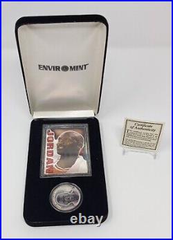 MICHAEL JORDAN 1996.999 Pure Silver & 24 Karat Gold Enviromint Coin & Card Set