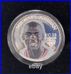 MICHAEL JORDAN 1996.999 Pure Silver & 24 Karat Gold Enviromint Coin & Card Set