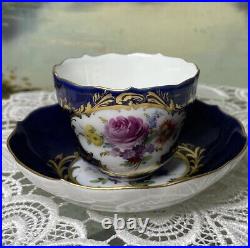 Meissen Cobalt And Gold Cup And Saucier In Perfect Condition