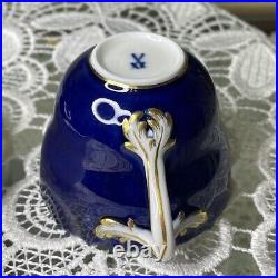 Meissen Cobalt And Gold Cup And Saucier In Perfect Condition