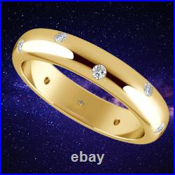 Men Perfect Bezel Set Moissanite Diamond Wedding Band In 14K Yellow Gold Plated