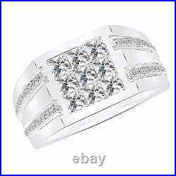 Men's 10K White Gold Over Perfect Square Top Invisible Set 1.62Ct Diamond Ring
