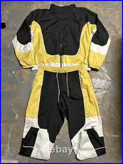 Men's Nike Throwback Track Jacket Set W Track Pants Black/White/Gold Size 3-2XL