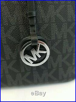 Michael Kors Jet Set Travel Zip Top Black Signature Tote Bag Perfect Condition