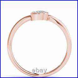 Micro Pave Set Clear Cubic Zirconia With Pure 10K Rose Gold Double Heart Band