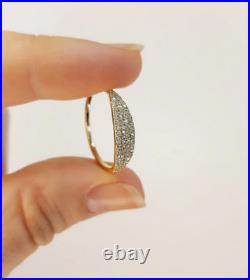 Micro Pave Set Round Cut Cubic Zirconia In Pure 10K Yellow Gold Luxury Fine Ring