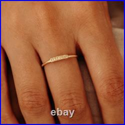 Micro Pave Set White 0.05CT Real Diamond In Pure 10K Yellow Gold Dainty Ring