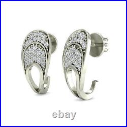 Micro Pave Set White Cubic Zirconia With Pure 10K White Gold Tear Pear Earrings