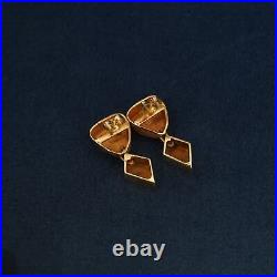 Modernist Alfred Karram 14k Solid Gold Geometric Cube Necklace & Earring Set