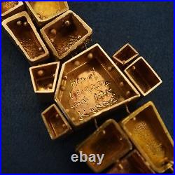 Modernist Alfred Karram 14k Solid Gold Geometric Cube Necklace & Earring Set