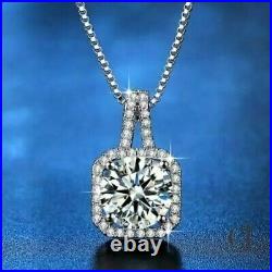 Moissanite 4.00 Carat VVS1 Round Cut Solid 14k White Gold Halo Wedding Pendant