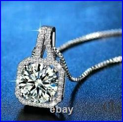 Moissanite 4.00 Carat VVS1 Round Cut Solid 14k White Gold Halo Wedding Pendant