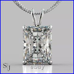 Moissanite Solid 14K White Gold 5.00 Carat Radiant Cut Excellent Wedding Pendant