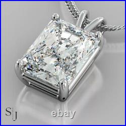 Moissanite Solid 14K White Gold 5.00 Carat Radiant Cut Excellent Wedding Pendant