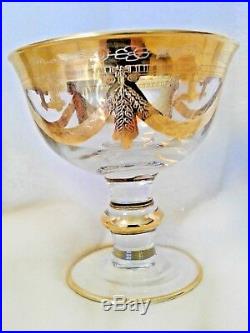 Murano 22k Gold Trim Crystal Cocktail Dessert Glasses Set Of 10 Perfect