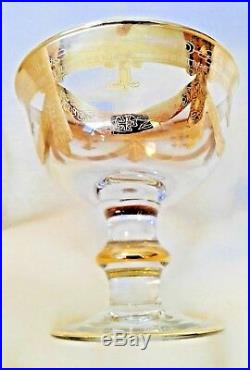 Murano 22k Gold Trim Crystal Cocktail Dessert Glasses Set Of 10 Perfect