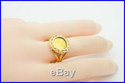 My Own Guardian Angel. 9999 Pure Gold Coin Ring 14K Yellow Gold Setting Size 6.5