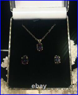 Mystic Topaz Pendant & Earring Set. 9ct Pure Gold. 2.15 grams