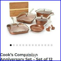 NIB Cook's Companion Perfect Weight Ditanium Ceramic Nonstick 12pc Cookware Set