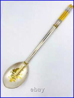 NOS Pure Silver. 999 Chop Sticks and spoon set gold plated Korean