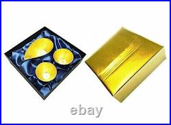 NOUSAKU 100% Pure Tin Luxury Kanazawa Gold Foil Sake Cups Serving Sake Bowl Set