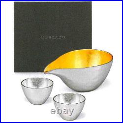 NOUSAKU Katakuchi Bowl L Large Gold Leaf Pure Tin Sake Cup 2pcs Set st01