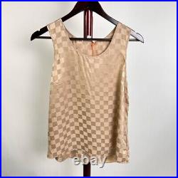 NWOT Lunya Washble Pure Silk sleeveless checker set in gold