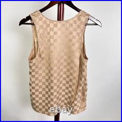 NWOT Lunya Washble Pure Silk sleeveless checker set in gold