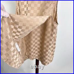 NWOT Lunya Washble Pure Silk sleeveless checker set in gold
