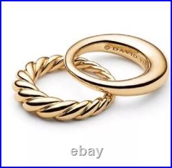 NWT DAVID YURMAN 18kYellow Gold Pure Form Stack Ring Set Of 2- Size 5 & Ornament